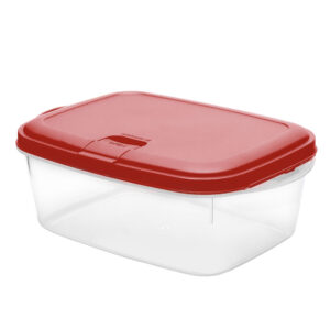 Potes Microwave Transparente C/ Tpa Vermelho Rubi 1L